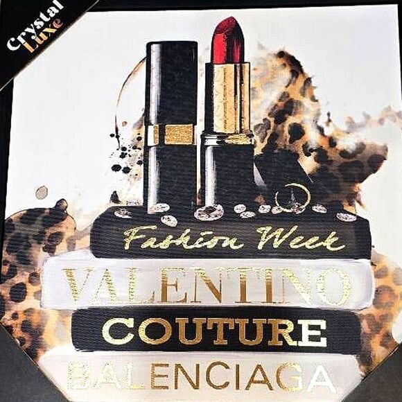 Crystal Luxe Fashion Week w/Valentino Bookstack Framed Canvas Wall Decor